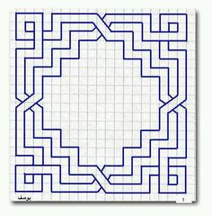 a square maze with lines in the middle and one line at the center, as well as