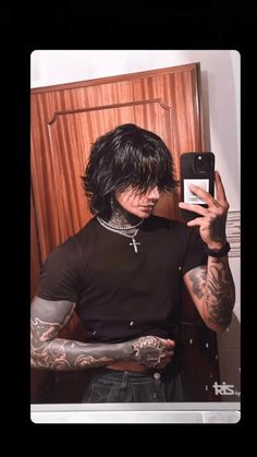 Black Hair Guy Face Claim, Emo Guy Haircut, Muscular Goth Men, Guys With Snakebites, Long Hair Goth Guy, Buff Emo Guys, Metal Head Guys Long Hair, Goth Men Hair, Gothic Men Aesthetic