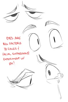 the steps to draw an eye with different angles and expressions, including eyes are drawn in red