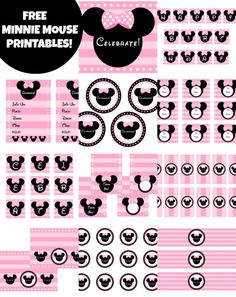 minnie mouse birthday party printables and cupcake toppers with free cutouts