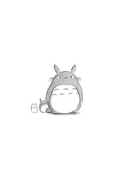 a drawing of a totoro sitting on the ground