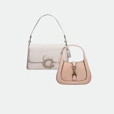 two handbags, one white and one beige