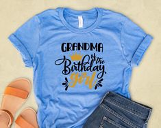 Grandma of the Birthday Girl Shirt, Nephew, Daddy, Nana, Sister, Uncle Birthday Shirts, Family Birthday Tshirts, Girls Birthday Party Tee Our t-shirt quality is top-notch and can be used everywhere in daily life. These designs are great gifts for family, friends or coworkers. Our mentality is every t-shirt we create, we make more impact on the world. Please find the detailed information about UNISEX FIT & SIZE here: www.bellacanvas.com/fit-size-charts#men-tab. We are %100 environment-friendly co Graphic Print Tops For Birthday And Mother's Day, Spring Birthday Tops With Text Print, Blue Graphic Print Tops For Birthday, Graphic Tee Tops For Mother's Day Birthday, Blue Letter Print Top For Birthday, Blue Graphic Print Top For Birthday Gift, Blue Tops With Text Print For Birthday, Uncle Birthday, Puff Paint