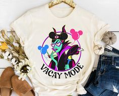 Maleficent With Mickey Balloon Vacay Mode Shirt / Sleeping Beauty Disney Villain T-shirt