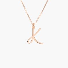 Nella Initial Pendant – Brook & York Rose Gold Initial Pendant Name Necklace With Adjustable Chain, Classic Rose Gold Initial Pendant Name Necklace, Modern Rose Gold Necklaces As Gift, Modern Rose Gold Necklaces For Gifts, Modern Rose Gold Necklace As Gift, Modern Rose Gold Necklace Gift, Modern Rose Gold Necklace For Gifts, Sterling Silver Initial Pendant Necklace With Cable Chain, Sterling Silver Name Necklace With Cable Chain