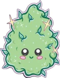 a cartoon green plant with stars on it