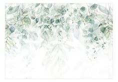 watercolor painting of green leaves on white background