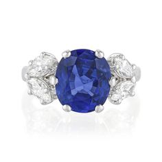 a blue sapphire and diamond ring