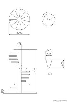 the technical drawing shows how to draw an object with measurements for each section and its corresponding parts