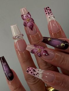 Deep Magenta Nails, Magenta Nails Design, Deep Purple Nails, 3d Gel Nail Art, Pink And Purple Nails, Purple And Pink Nails, Magenta Nails, Purple Gel Nails, Orchid Nails