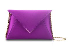 The Lee Pouchet Small in Boysenberry Satin Luxury Triangle Evening Bag, Luxury Triangle Evening Bags, Formal Envelope Evening Bag With Magnetic Closure, Envelope Evening Bag With Magnetic Closure, Formal Envelope Clutch, Valentino Clutch, Ysl Clutch, Celebrity Style Inspiration, Designer Clutch Bags