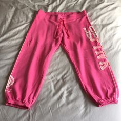 Never Worn, But Tag Removed. Super Fuzzy And Comfortable Pink 3/4 Sweatpants. Inseam 26”. Drawstring In Waistband. 2000s Sweatpants, Pink Sweatpants, Trashy Y2k, Pink Victoria Secret, Secret Pants, Victoria's Secret Pink, Track Pants, Victoria Secret, Secret Pink