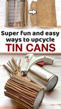 #rustic#tricks Recycled Cans Ideas, Recycle Tins Cans Craft Ideas, Tin Ideas Diy Projects, Recycled Cans Projects, Old Tin Projects, Can Art Ideas, Diy Tin Can Projects, Tin Can Ideas, Soup Can Crafts