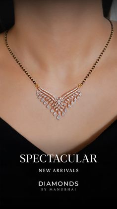 Wear a dazzling symbol of love and tradition around your neck with this special mangalsutra! Featuring a heavy, real diamonds pendant and a delicate single-beaded chain, it’s the perfect choice for modern wives. This exquisite piece features a single beaded chain adorned with a captivating pear drop design, accented by a graceful butterfly motif. Check out this and many more mangalsutra designs today at our showrooms in Borivali and Thane! Heavy Mangalsutra Designs, Mangalsutra Designs Diamond, Real Diamond Mangalsutra, Modern Mangalsutra Designs, Diamond Mangalsutra Designs, Indian Gold Necklace Designs, Gold Jewelry Prom, Diamond Chains, Unique Gold Jewelry Designs