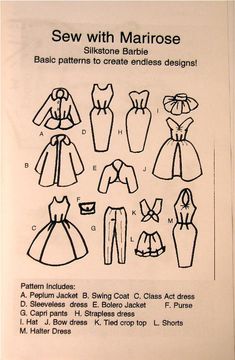 Pattern for the Silkstone Barbie by Marirose in | Etsy Diy Barbie Stuff, Barbie Sewing Patterns, Barbie Silkstone, Barbie Clothes Patterns, Silkstone Barbie, Barbie Stuff, Clothes Sewing, Barbie Patterns, Barbie Diy