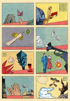 an old comic strip with different scenes in it