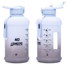 two plastic jugs with no limits written on the side, one is filled with water