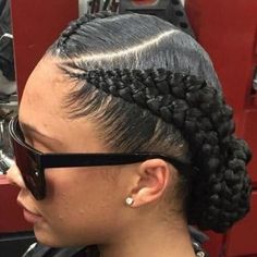 Feed In Braids Styled in Low Bun Goddess Braids Updo, Black Wedding Hairstyles, Big Braids, Feed In Braids Hairstyles, Goddess Braids Hairstyles, Hair Done, Braided Bun, Braids For Black Women