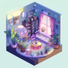 a living room filled with furniture and potted plants