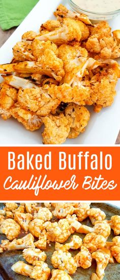 baked buffalo cauliflower bites with ranch dressing