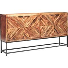 LOOMLAN 80 Reclaimed Wood Rustic 4 Doors Credenza Sideboard on Stand_Sideboards_LOOMLAN India Reclaimed Wood Sideboard, Rustic Sideboard, Buffets And Sideboards, Iron Stand, Solid Wood Sideboard, Into The Wood, Wooden Sideboard, Cabinet Style, Credenza Sideboard