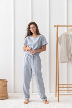 Free global express shipping for all linen loungewear.
You will have the most pleasant night's sleep imaginable with the Ice blue linen pajama set. Your skin will feel incredibly soft against linen fabric, which also helps to keep your body... Linen Clothing