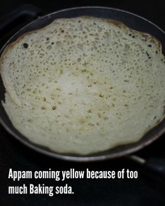 an omelet is being cooked in a pan on the stove with words above it