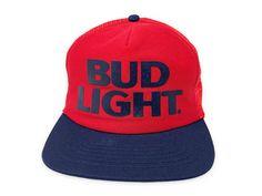 Vintage Bud Light snapback hat. Trucker-style fit with a mesh backing and screen-printed graphics Brand: N/A Size: Adjustable (One Size Fits Most) Condition: Good Flaws: Some faint staining along the sweatband Retro Snapback Trucker Hat, Fun Red Snapback Trucker Hat, Novelty Red Trucker Hat, Retro Red Snapback Trucker Hat, Retro Blue 5-panel Trucker Hat, Snapback Caps, Bud Light, Snapback Cap, Snapback Hats