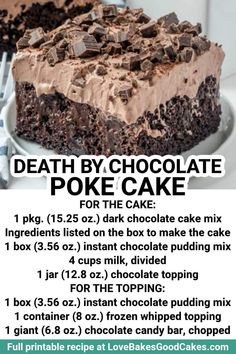 Chocolate Desserts Cake, Desserts Summer, Cake Mix Ingredients, Chocolate Poke Cake, Dessert Oreo, Poke Cake Recipes, Easy Summer Desserts, Desserts For A Crowd, Delicious Cake Recipes