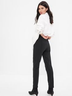 Maternity Full Panel Ponte Pants | Gap Gap Work Pants With Elastic Waistband, Chic Tapered Leg Bottoms By Gap, Elegant Stretch Bottoms From Gap, Elegant Stretch Bottoms By Gap, Chic Gap Tapered Leg Bottoms, Elegant Gap Straight Leg Bottoms, Gap Straight Pants For Work, Workwear Leggings With Elastic Waistband, Gap Stretch Straight Leg Pants