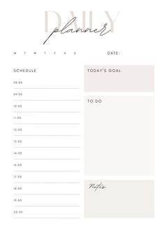 the daily planner is shown in black and white