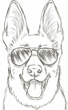 a drawing of a dog with sunglasses on it's face and his tongue out