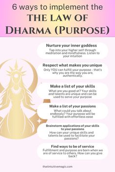 the 6 ways to implement the law of dharma purpose