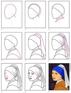 how to draw a girl with a pearl earring step by step instructions for beginners