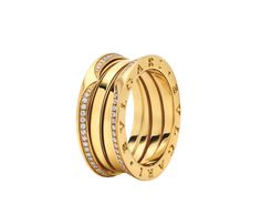 B.zero1 18 Kt Yellow Gold Three-band Ring Set With Full Pavé Diamonds Along Its Edges Rubber Tree, Natural Latex, Yellow Gold Rings, Pave Diamonds, Band Ring, Lattice, Official Store, Ring Set, Ring Sets