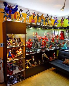 a room filled with lots of action figures