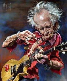 an old man playing the guitar with his fingers