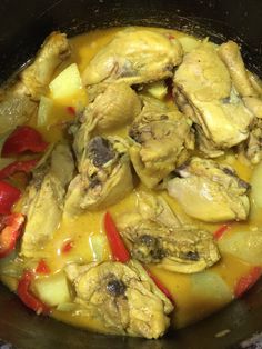 the food is prepared and ready to be cooked in the pot on the stove top