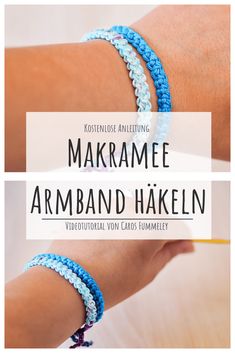 the armband bracelet is made with blue and white beads