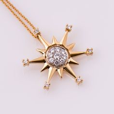 Compass star pendant, made in 14k or 18k rose gold and set with clear diamonds. * Choose length and material from the bar menu above This listing is for ROSE GOLD, you can order other colours from the following links: ● Yellow gold - https://www.etsy.com/il-en/listing/267742322/ ● White gold - https://www.etsy.com/il-en/listing/570668184/ DIAMONDS SPECIFICATIONS Pieces: 15 Total Carat Weight: 0.25 CT Color: G + Clarity: VS + Shape: Round The stones are 100% natural diamonds and conflict free dia Unique Gold Pendant, Single Diamond Ring, Compass Necklace, White Gold Necklaces, Diamond Star, Nature Inspired Jewelry, Unique Pendant, Star Pendant, Rose Gold Necklace