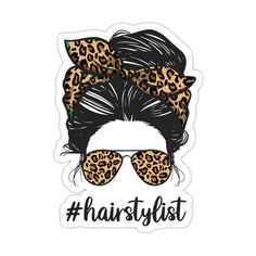 a sticker with the words hairstylist written in black ink and an image of a