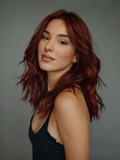 Red hair❤️‍🔥💋 #redhair #hairstyles #hair #haircolor #haircut #hairgoals Medium Short Red Hair Styles, Ginger Hair Morena, Dark Red Mid Length Hair, Midlength Haircuts Red Hair, Mid Red Hair, Cherry Red Hair Medium Length, Auburn Hair Medium Length, Mid Length Red Hair With Layers, Red Hair Fall 2024