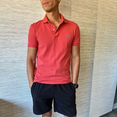 Lacoste Slim Fit Polo Shirt Mens Small Salmon Pink Short Sleeve Cotton. Nwot. Excellent Condition. Casual Red Polo Shirt For Sports, Lacoste Polo Shirt Men, Polo Shirt Logo, Lacoste Pink, Lacoste Shirts, Lacoste Shirt, Lacoste Polo Shirts, Slim Fit Polo Shirts, Lacoste Polo