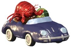 a car with a crab on the roof