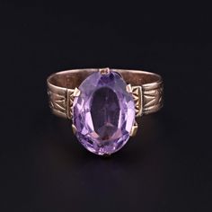 Amethyst Ring | Antique Amethyst Ring Antique Amethyst Ring, Chrysocolla Ring, Amethyst Set, Jewelry Post, Etched Designs, Etsy Gold Ring, Ring Antique, Purple Band, Filigree Ring