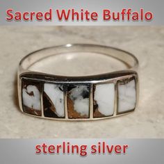 New - Price Is Firm This Is Incredibly Unique! This Is White Buffalo Stone What Has Bronze Through It And Is Set In Sterling Silver Size 7.5 White Buffalo Is A Stone Found Only In One Place In The World (Nevada). It Is Considered Rare. The Designer Of This Ring Has Incorporated Bronze Into The Stone. This Is Not Just Jewelry, But A Work Of Art! White Sterling Silver Ring With Polished Finish, White Sterling Silver Rings With Polished Finish, Rectangular White Jewelry With Polished Finish, White Rectangular Jewelry With Polished Finish, White Rectangular Jewelry For Anniversary, Formal White Rectangular Ring, Classic White Ring With Polished Finish, Classic White Rectangular Ring, Classic White Jewelry With Polished Finish