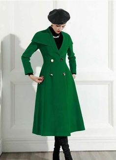 ✿ Material: Wool blend ✿ Please refer to the measurement table included in the pictures to choose your correct size. ✿ Kindly pay attention to the i Curtains Blowing, Green Coat Outfit, 2023 Mood, Middleton Style, Coat Women Fashion, Spring Coat, Work Place, Green Coat, Woolen Coat