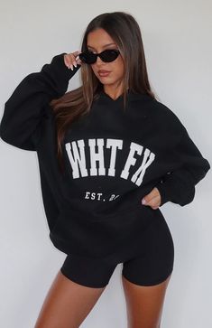 Give It Away Oversized Hoodie Black | White Fox Boutique US