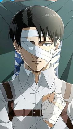 an anime character with bandages on his face