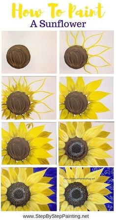 how to paint a sunflower with step by step pictures and instructions for painting the petals